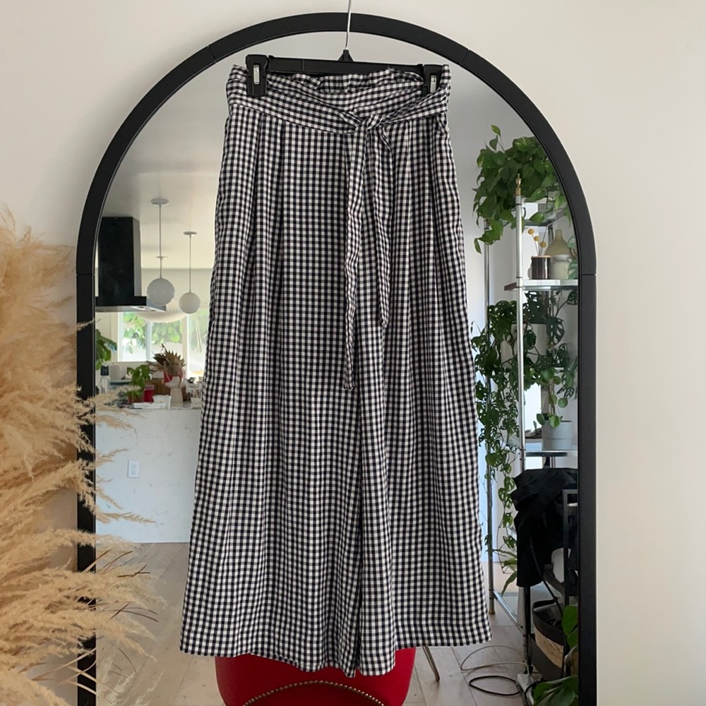 Zara gingham wide leg crop pants